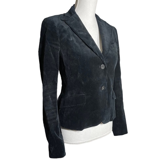 Theory Corduroy Blazer 6 Black Velvet Ribbed Button Surgeon Cuff Jacket Business - Picture 8 of 16